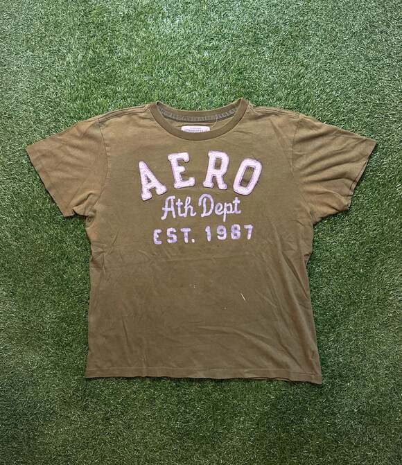 Aeropostale Tops - Y2K 2000s Aeropostale Ath Dept 1987 Graphic T-Shirt Olive Green
